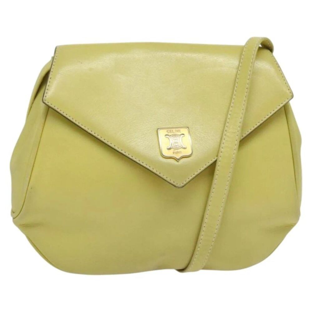 Celine Vintage Leather Yellow Leather Shoulder Bag Bag